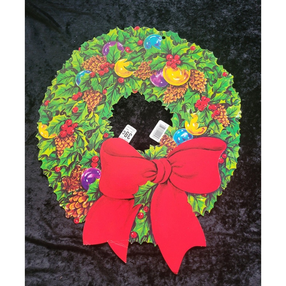 New Vintage Carrington Christmas Wreath Paper Die Cut Wall Decor 18" New Defects